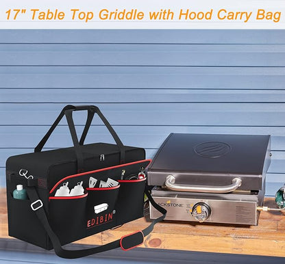 17 Inch Griddle Carry Bag Fits for Blackstone 1814 17 inch Tabletop Griddle with Hood Lid,Exclusively Fits for Blackstone Tabletop Griddle 17 inch with hood Carry Bag,600D Polyester Heavy Duty