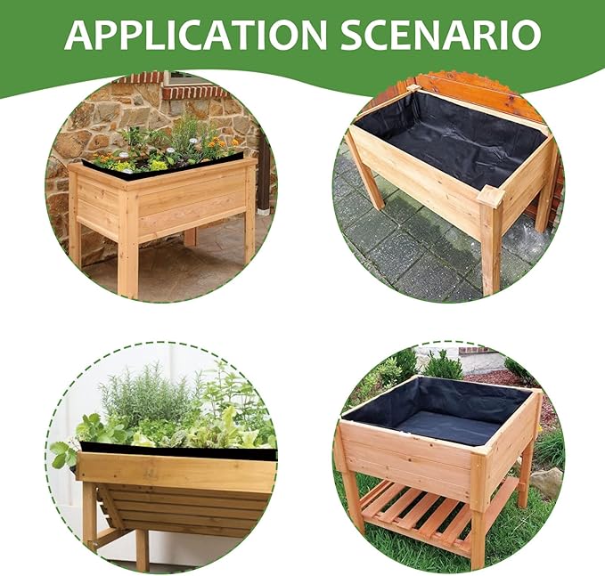 Longzhuo 63" X 114" Raised Garden Bed Liner - Non Woven Fabric for Winter Greenhouse Vegetable Gardening, Cuttable Plant Liner with Soil Containment & Water Drainage for Flower Pots