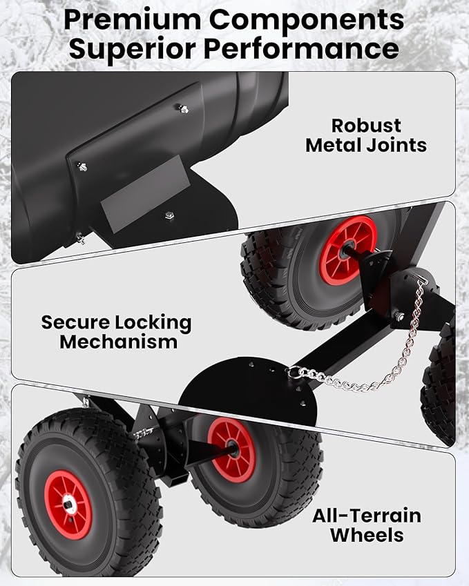 36” Snow Shovel for Driveway,Heavy Duty Wheeled Rolling Shovels 5 Position Angled Blade, Ergonomic Handle & Rubber Wheels for Efficient Snow Removal, Snow Plow for Doorway,Driveway and Sidewalks