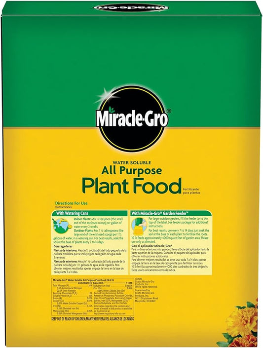 Miracle-Gro Water Soluble All Purpose Plant Food, Plant Fertilizer for Indoor or Outdoor Plants, Roses, Flowers, Houseplants, Vegetables and Trees, 10 lb.