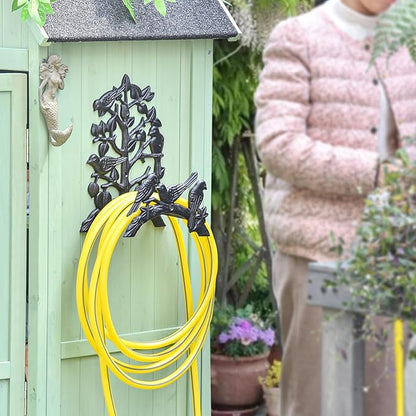 Sungmor Heavy Duty Cast Iron Garden Hose Holder - Wall Mounted Water Hanger - Retro Style Decorative Rack Reel - 50FT 75FT 100FT Bulter Storage - Indoor Outdoor Metal Stand