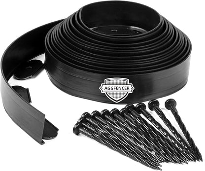 2 in x 100 Ft Garden Landscape Edging, No Dig Garden Edging Border Kit with Spikes for Flower Bed Lawn Yard Grass Black