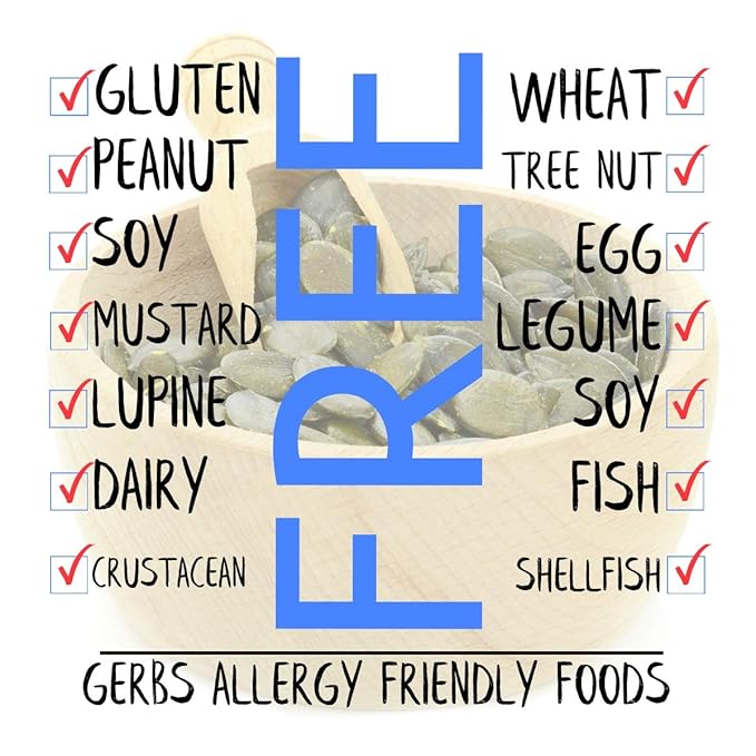 GERBS Raw Pumpkin Seed Kernels 4 LBS|Top 14 Allergy Free Food |Use in salads, yogurt, baking, oatmeal, trail mix|Grown in Canada, packed in US