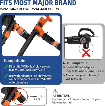 Leaf Collector for Major Brand Leaf Blower/Vacuum/Mulcher, 8FT Hose with Adjustable Adapter Fits 2.3"-5" Ports