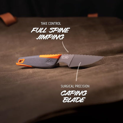 OUTDOOR EDGE VANTEX 4-Piece Roll Pack Hunting Knife Set - Includes Drop-Point, Boning, Caping Knives & Sharpener - Great Elk and Deer Field Dressing Processing Kit for Hunters