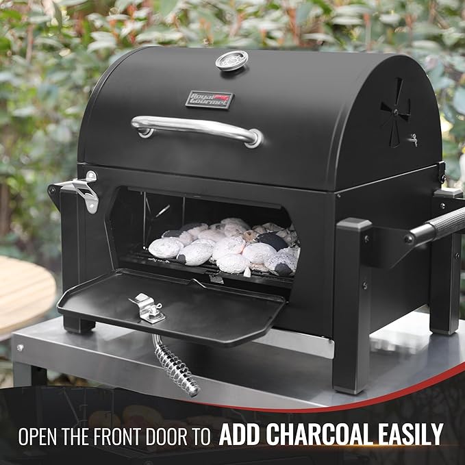 Royal Gourmet CD1519 Portable Charcoal Grill with Warming Rack, Tabletop Charcoal Grill with 303 Sq. In Cooking Area for Outdoor Camping and Picnic Grilling, Black
