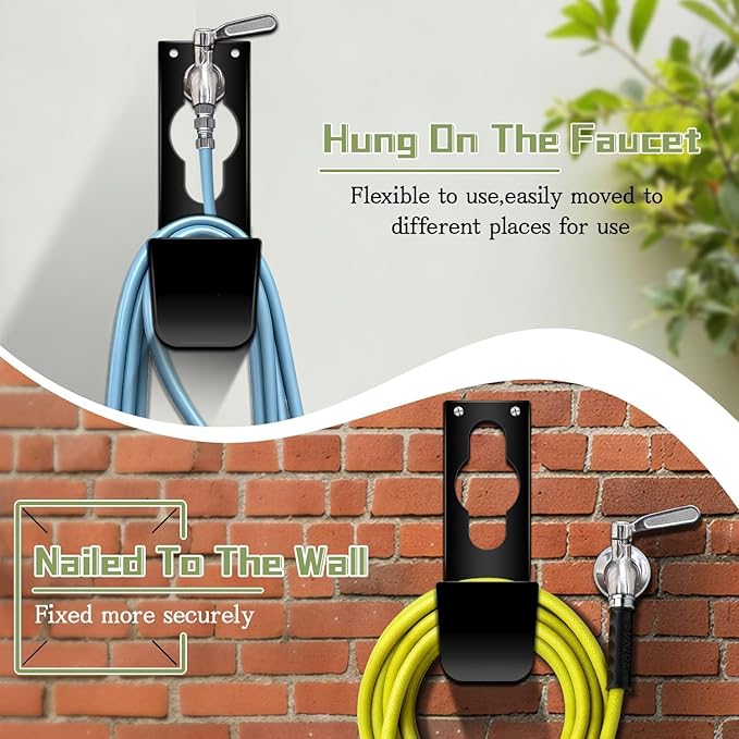 SupKing Hose Holder Wall Mount,Heavy Duty Garden Hose Hanger Reel Metal Hose Hooks Fit to100ft Expandable Watering Hose Storage