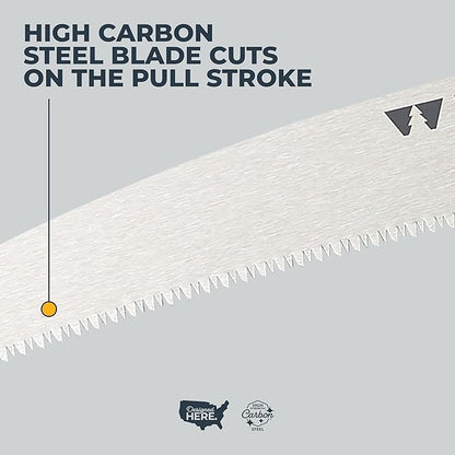 Woodland Tools Super Duty D-Handle Pruning Saw – Curved Tree Saw with Hardened Steel Blade, Aggressive Teeth, Non Slip Grip – Manual Tool for Limb Cutting, Branch Removal, and Yard Work