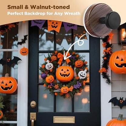 OUTXE Wreath Hanger for Front Door, Heavy Duty Suction Cup Reef Hook for Glass Window/Over Door/Outdoor, Christmas/Thanksgiving/Halloween/July 4th/Easter/Valentine/Fall/Summer/Spring (Walnut, 4-Pack)