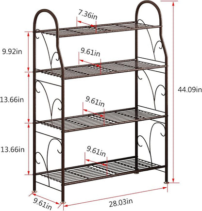 SORCEDAS Plant Stand Indoor Outdoor Plant Shelf 4 Tier Metal Corner Flower Stand Multiple Holder for Patio Garden Balcony Living Room ,Bronze