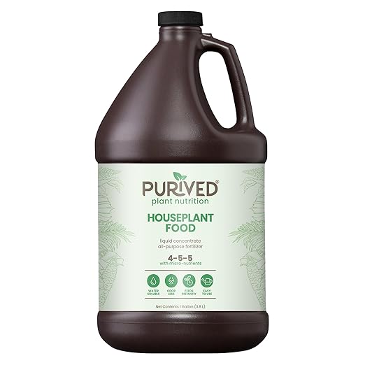 Purived 1gal All-Purpose Liquid Plant Fertilizer - Makes 320 Gallons, for Indoor Houseplants, All-Natural, Groundwater Safe, Made in USA