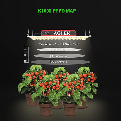 AGLEX K1000 LED Grow Light, Grow Light with Daisy Chain & Dimmable, Full Spectrum Plant Grow Lights for Hydroponic Indoor Plants Seeding
