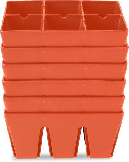 Epic Gardening Reusable Seed Starter Tray - Easy Watering Seed Starting Trays - Gardener Friendly Plant Trays for Seedlings | UV-Treated & BPA-Free -6-Cell Seed Starting Trays - 6 Trays/Terracotta