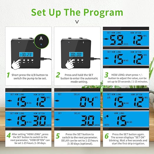 Plant Watering Devices, 20 Potted Indoor Houseplants Support, Plant Watering Devices, Auto Drip Irrigation Kit Programmable Water Timer
