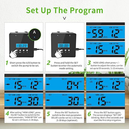 Plant Watering Devices, 20 Potted Indoor Houseplants Support, Plant Watering Devices, Auto Drip Irrigation Kit Programmable Water Timer