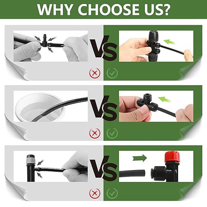 230FT Watering System for Outdoor Plants, Quick-Connect Garden Drip Irrigation Kits with 1/2" & 1/4",Hose Irrigation Equipment, Adjustable Nozzles & Sprinklers for Yard, Greenhouse,Raised Bed,Lawn