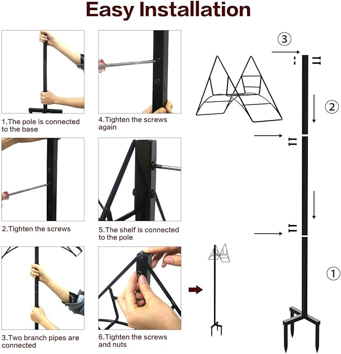 Garden Hose Holder - Free Standing Metal Water Hose Stand Heavy Duty Flexible Pipe Storage Hanger Organizer for Lawn & Yard