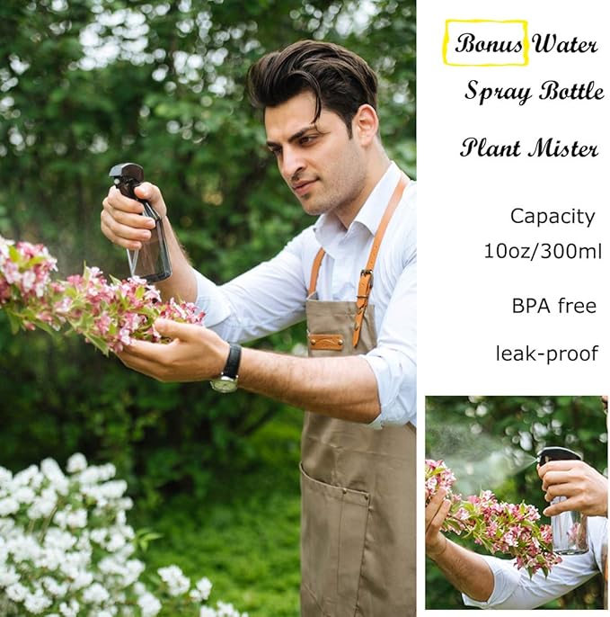 Watering Can Indoor, Small Watering Cans for House Plants, Succulents and Flowers, Long Spout, 1 Liter, with Bonus Plant Mister Spray Bottle