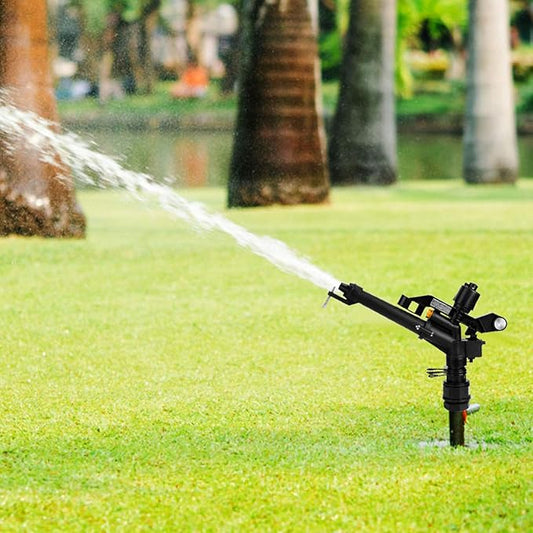 Garden Sprinkler, 360 Degree Rotating Adjustable Impact Sprinkler with Nozzle Set, 1.5in to 1in Heavy Duty Rocking Arm Sprinklers for Farm Lawn and Irrigation