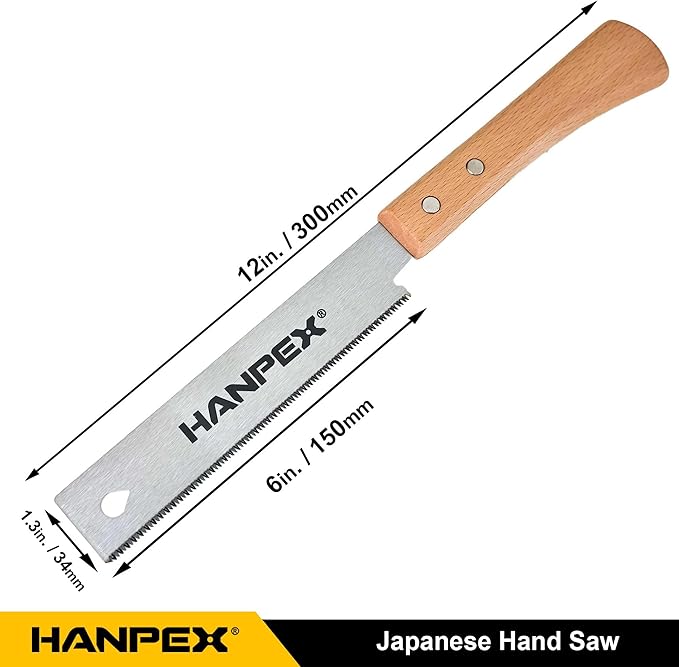 6-Inch Japanese Hand Saw, SK5 Pull Saw With Flexible Blade for Flush Cut Woodworking, DIY and Small Projects