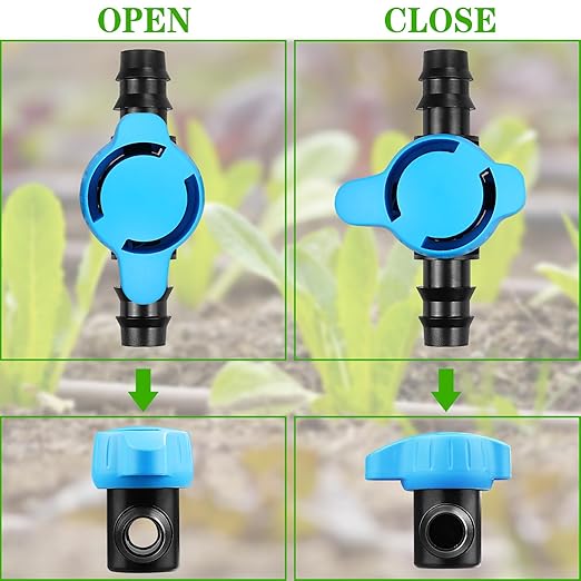 1/2 Inch Drip Irrigation Barbed Valve: 3 Pack 1/2" Shut Off Valves Male x Male for 1/2 Inch Drip Irrigation Tubing (.570-.620" ID) Switch Valves for Easy Flow Control in Irrigation System
