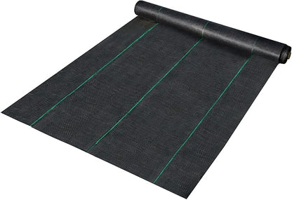 Happybuy 6x300ft Premium Weed Barrier Landscape Fabric Heavy Duty 2.4OZ, Woven Weed Control Fabric, High Permeability Good for Flower Bed, Geotextile Fabric Underlayment, Driveway Fabric Ground Cover