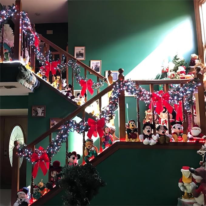 YEGUO 165ft 500 LED Christmas Lights Indoor, Red and White String Light Outdoor Waterproof, 8 Modes Green Wire Plug in with Timer Memory