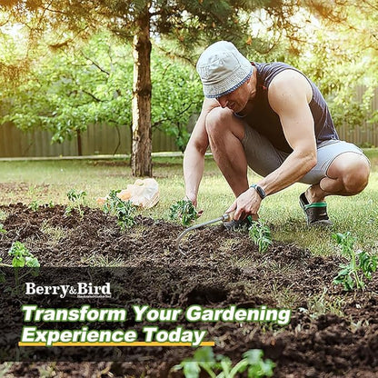 Berry&Bird Weed Puller, Crack Weeder Cultivator Garden Hand Tool, Durable Curved Head Hook & Wooden Handle, Garden Digging, Edging, Planting Remover for Patio Lawn Yard Moss Terrace Paving