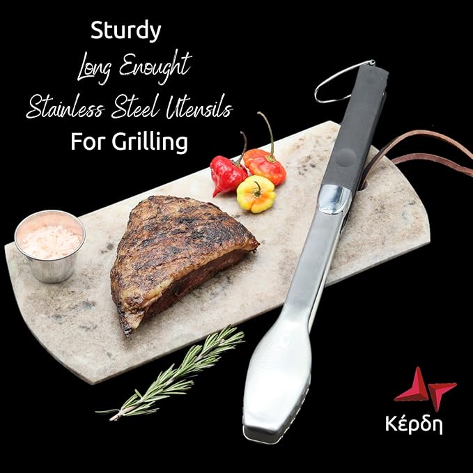 Grill Set – Grill Tools, BBQ Tools, Grilling Set, Grilling Utensils – Premium Stainless Steel, Heavy Duty & Rust-Resistant, Extra Long Handles, Comfortable Grip for Easy Outdoor BBQ Cooking