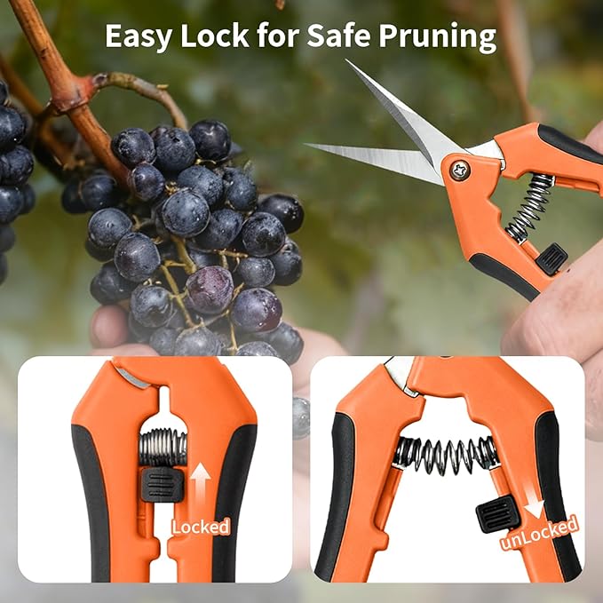 4 Pack Garden Pruning Shears, Stainless Steel Shears, Gardening Shears Scissors Pruning Shears for Gardening Tools (2pcs Green+2pcs Orange)