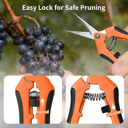 4 Pack Garden Pruning Shears, Stainless Steel Shears, Gardening Shears Scissors Pruning Shears for Gardening Tools (2pcs Green+2pcs Orange)