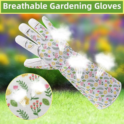 Gardening Gloves, Garden Gloves for Women Thorn Proof, Breathable Leather Work Gloves for Yard Pruning, Planting