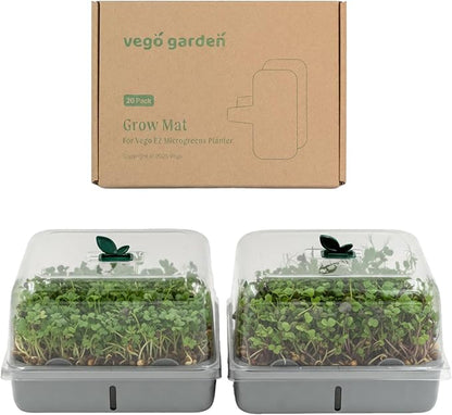 Self-Watering Microgreens Growing Kit with 20 Capillary Grow Mats and Humidity Domes, 4 Trays for Growing Multiple Micro Greens and Sprouts, Hydroponic Growing System with Water Level Indicator