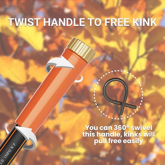 Giraffe Tools Garden Hose 12ft x 3/4", Heavy Duty Water Hose, Flexible, Hybrid Lightweight Hose with Swivel Handle, Male to Female Fittings, Burst 600 PSI