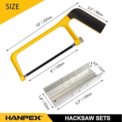 6 in. Mini Hacksaw Set - 150mm Extra Fine Cut Hack Saw Sets and 10pcs Extra Bi-Metal Blades for Wood and Metal