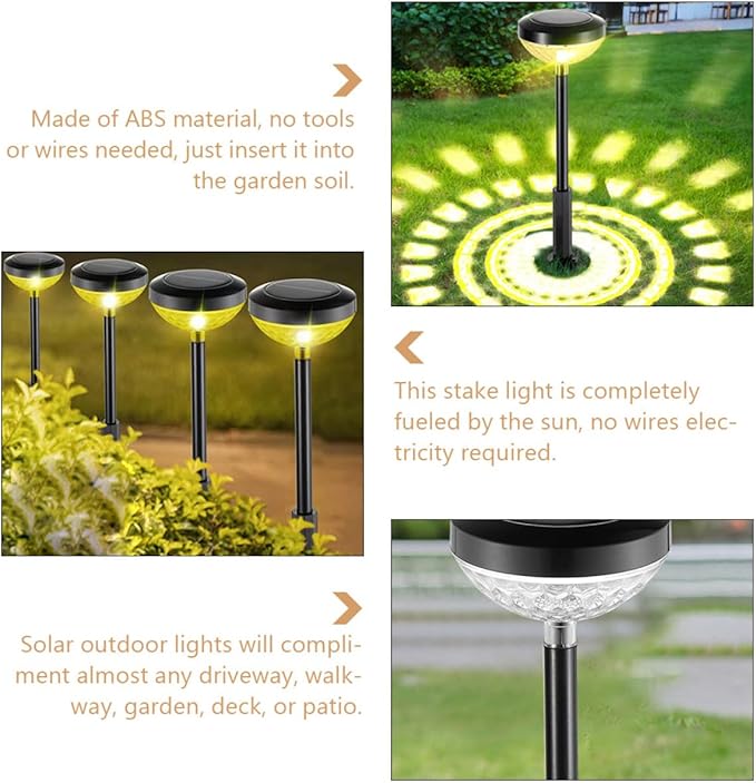 Solar Pathway Lights Outdoor Garden Stake Lamp with LED Solar Powered Light for Yard Patio Landscape Lighting Waterproof Decorative Ground Plug