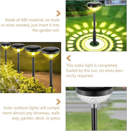Solar Pathway Lights Outdoor Garden Stake Lamp with LED Solar Powered Light for Yard Patio Landscape Lighting Waterproof Decorative Ground Plug