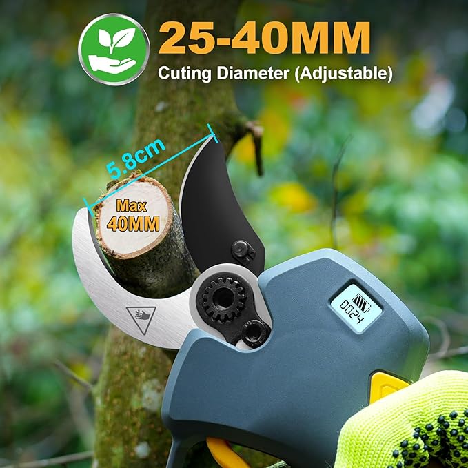 Electric Pruning Shears 40mm Compatible with Makita 18V Battery, Cordless Pruners for Gardening Heavy Duty Professional Electric Branch Cutter Tree Scissor 0.8''-1.6'' Adjustable Cutting(Only Body)
