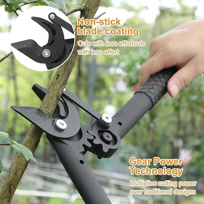 Heavy-Duty Lopper, 360° Rotating Grass Shears & Retractable Pruning Saw | Complete Branch Cutting & Lawn Care Kit,3PCS