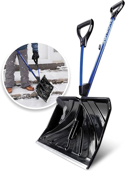 Snow Joe SJ-SHLV20 Shovelution Snow Shovel with Spring-Assist Handle, Heavy-Duty Shovel for Fast Snow Removal, 20 Inches, Blue