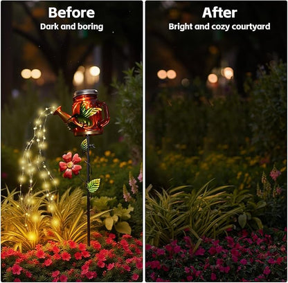 Solar Watering Can Light, Yard Outdoor Decor Lights, IP65 Waterproof, Hanging Hummingbird Garden Light, Outside Garden Flower Bed Decor, Women Gift, Birthday Gifts