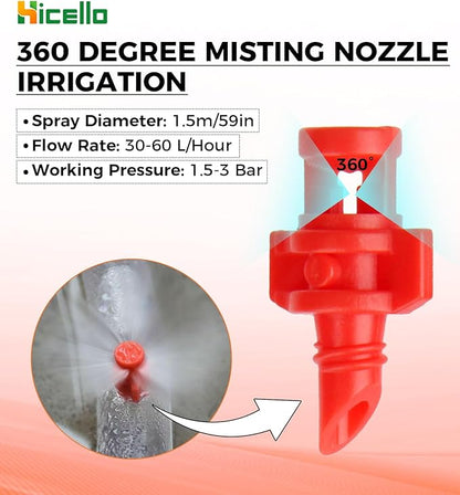 100PCS 360 Degree Misting Nozzle Irrigation, Sprinklers Sprayer for Garden Irrigation System, Micro Sprayer Refraction Automizing Drippers
