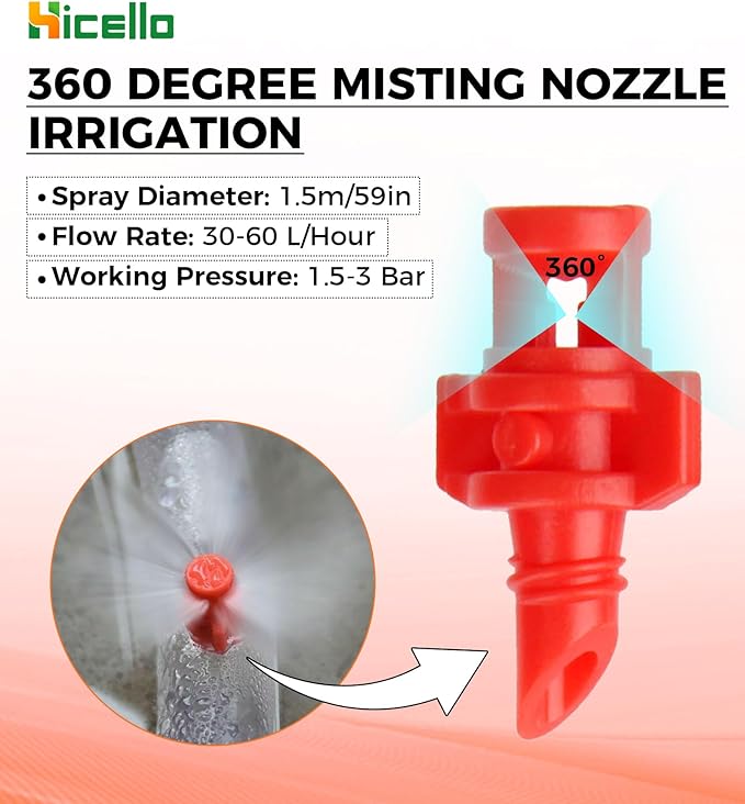 250PCS 360 Degree Misting Nozzle Irrigation, Sprinklers Sprayer for Garden Irrigation System, Micro Sprayer Refraction Automizing Drippers