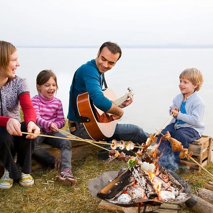 Extra Long 24" Bamboo Smores Sticks (150 Pcs), Marshmallow Roasting Sticks for Fire Pit, 6mm Heavy Duty Wooden Skewers for Smore Hot Dog Barbecue Thick Sticks