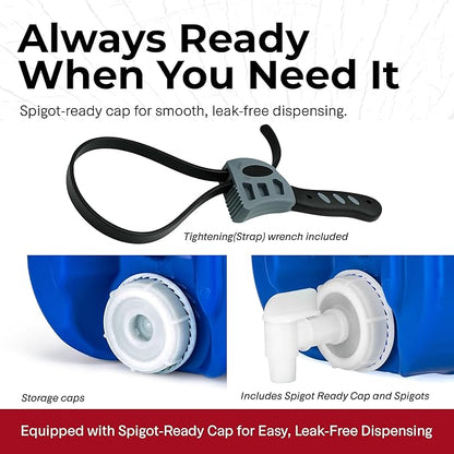 Emergency Water Storage Containers - 5 Gallon Each Water Storage Tank w/Lids + Spigot - Water Storage Container, Emergency Water Container, Survival Storage Tank - Stackable (30 Gallons (6 Tanks))