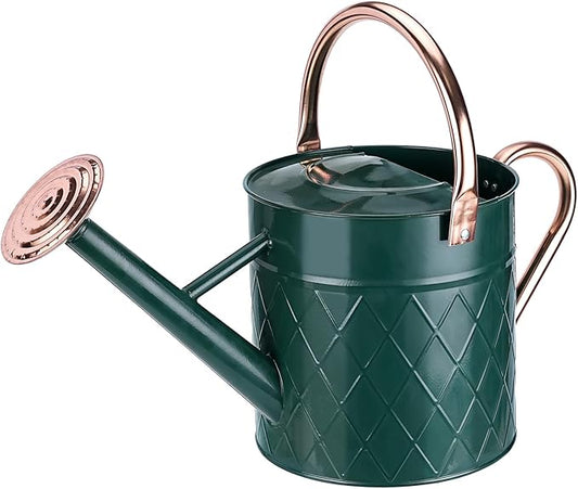 1.75 Gallon Outdoor Metal Watering Can for Garden Plants, Vintage Zinc Watering Can with Removable Spray Spout, Ideal for Outdoor Use (Green)