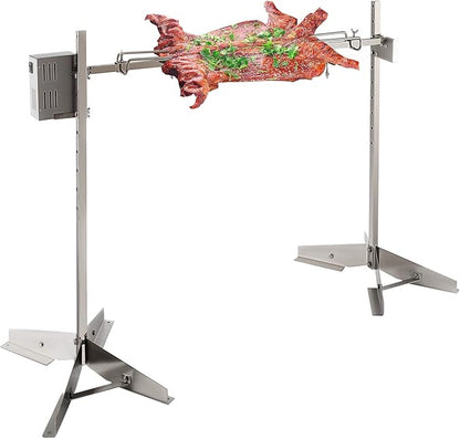 46" Outdoor Electric Rotisserie Grill Kit | 90LBS Pig Spit Rotisserie Grill | 32W Rotatable Motor BBQ Rotisserie Kit | Height Adjustable Spit Roaster Stand for Roasting Pig Lamb