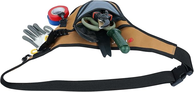 KUNN Garden Tool Waist Belt - 4 Deep Pockets Tool Apron for Women Men,Utility Pouch for Gardening,Electrican,Florists,Plumbing