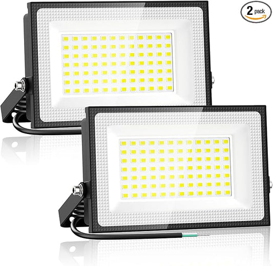 Onforu 80W LED Flood Lights Outdoor,8000LM Super Bright Security Light,6500K Daylight White, Outdoor Floodlight, IP66 Waterproof Outside Floodlights for Garage Yard Garden 2 Pack