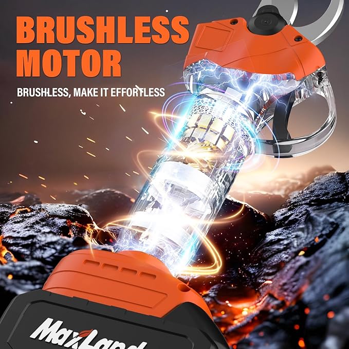 Maxlander 2-IN-1 Electric Pole Pruning Shears Cordless, 1.2" Cutting Diameter Brushless Tree Pruner, 2 x 3.0Ah Battery Powered Branch Cutter for Gardening, Tree Trimming,14Ft Reach, LCD Display